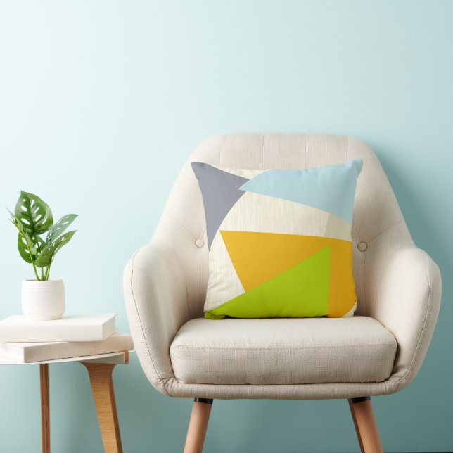 Yellow Green Orange and Tan Modern Geometric Cushion (Chair)