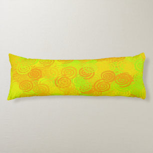 Yellow Green Orange Swirls Pattern Body Cushion