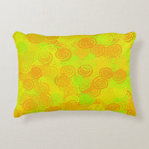 Yellow Green Orange Swirls Pattern Decorative Cushion