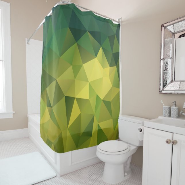 Yellow green pattern shower curtain (In Situ)