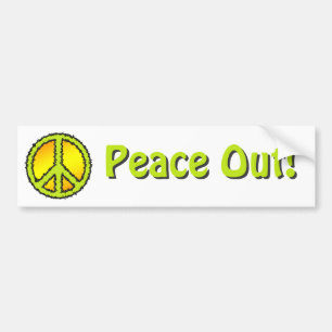 Yellow Green Peace Sign Bumper Sticker