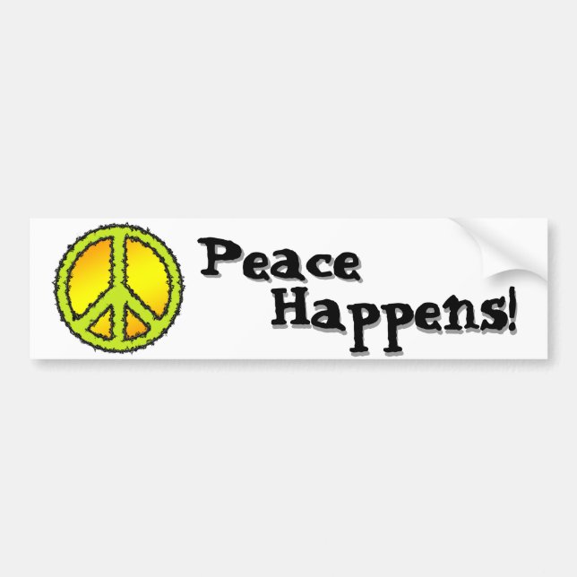 Yellow Green Peace Sign Bumper Sticker (Front)