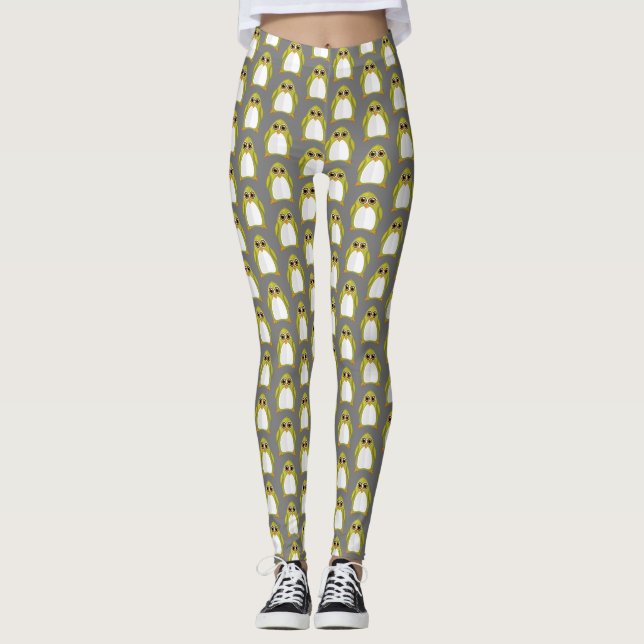 Yellow Green Penguin Leggings (Front)