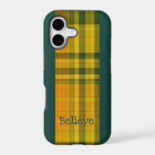 Yellow-green plaid pattern iPhone Case