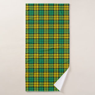 Yellow Green Plaid Tartan Pattern Design  Bath Towel