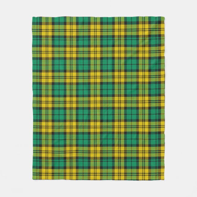 Yellow Green Plaid Tartan Pattern Design  Fleece Blanket (Front)