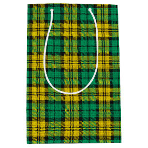 Yellow Green Plaid Tartan Pattern Design  Medium Gift Bag