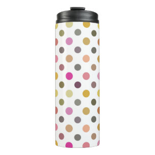 yellow, green, purple and pink polka dot thermal tumbler