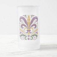 Yellow, green purple fleur de lis feathers