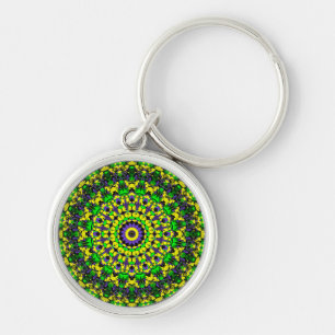 Yellow, Green, Purple Mandala Key Ring