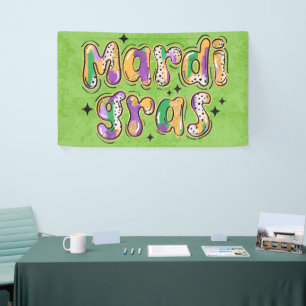 Yellow Green Purple Mardi Gras Banner