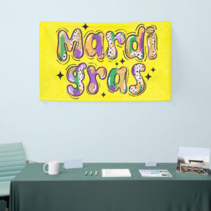 Yellow Green Purple Mardi Gras Banner