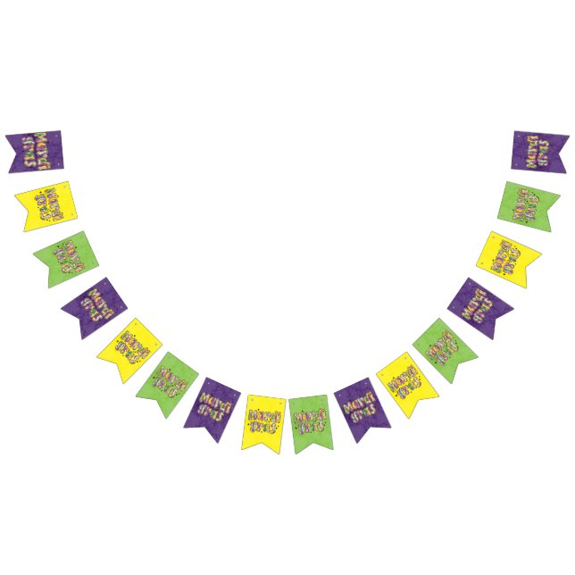 Yellow Green Purple Mardi Gras bunting banner (All)