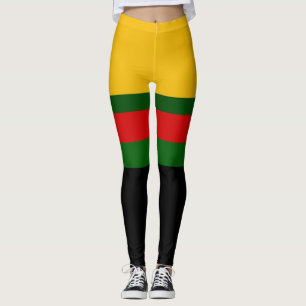 Yellow Green Red Black Color Block Design  Leggings