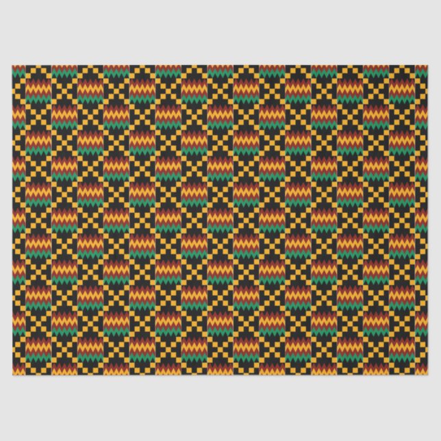 Yellow, Green, Red, Black Kwanzaa Kente Cloth Tissue Paper (Front)