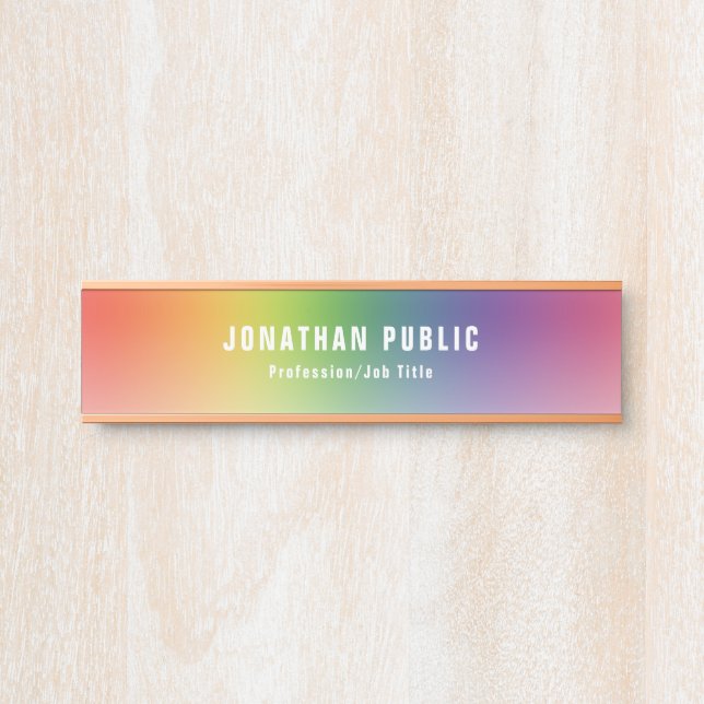 Yellow Green Red Blue Purple Elegant Modern Trendy Door Sign (Front)