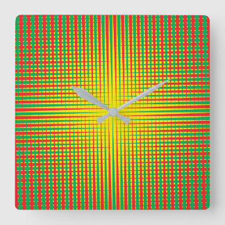 yellow green red square wall clock