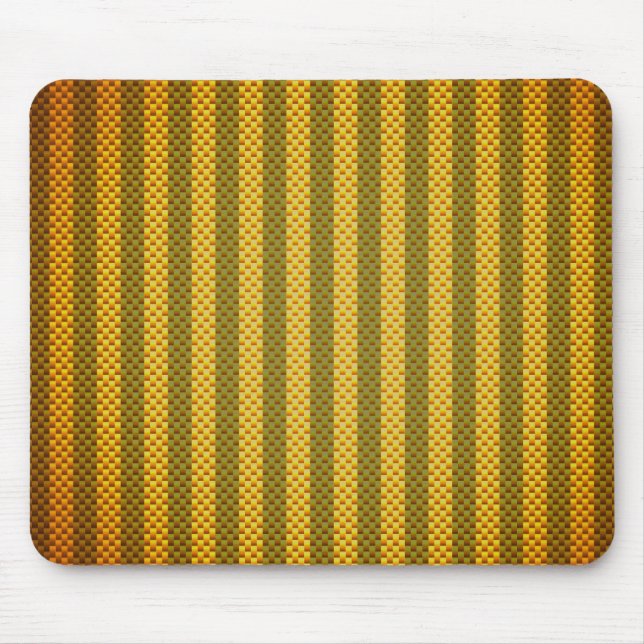 Yellow green rust striped carbon fibre patterned mouse mat (Front)