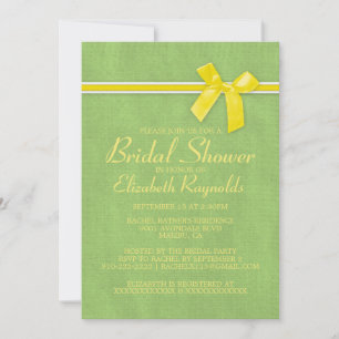 Yellow Green Rustic Burlap Bridal Shower Invites