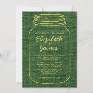 Yellow Green Rustic Mason Jar Wedding Invitations