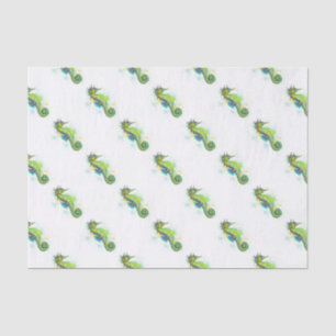 Yellow Green Seahorse splash Tissue Paper