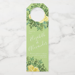 Yellow & Green Spring Rose Vintage Wedding Bottle Tag