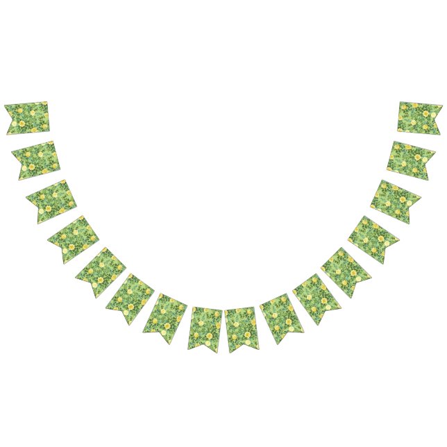 Yellow & Green Spring Rose Vintage Wedding Bunting (All)