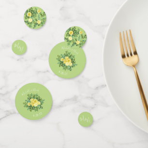 Yellow & Green Spring Rose Vintage Wedding Confetti