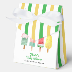 Yellow Green Stripe Ice Cream Pop Baby Shower Favour Box