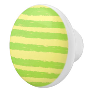 Yellow Green Stripes Ceramic Knob