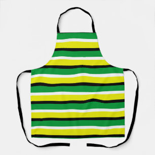 Yellow Green Stripes Pattern Apron
