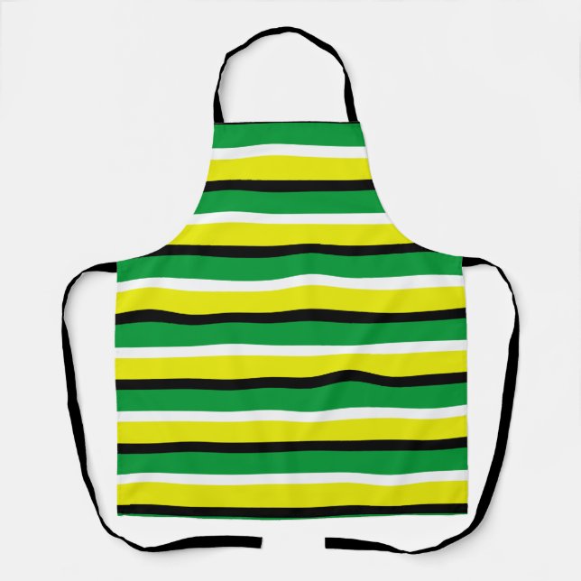 Yellow Green Stripes Pattern Apron (Front)