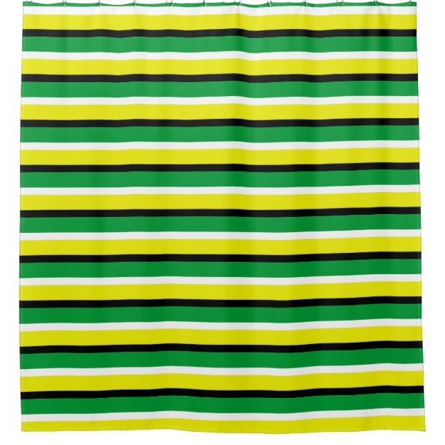 Yellow Green Stripes Pattern Shower Curtain (Front)