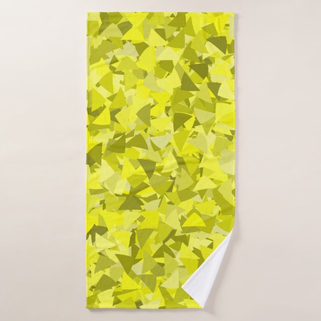Yellow Green Triangle Pattern Bath Towel (Bath Towel)