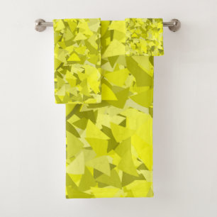 Yellow Green Triangle Pattern Bath Towel Set