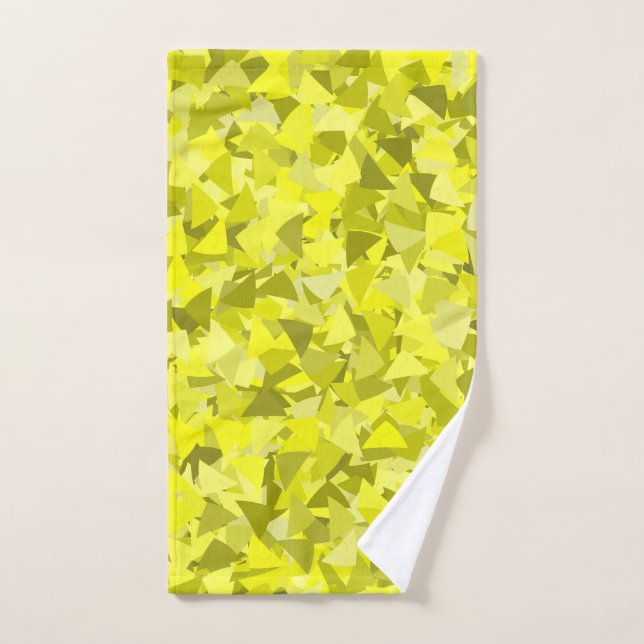 Yellow Green Triangle Pattern Hand Towel (Hand Towel)