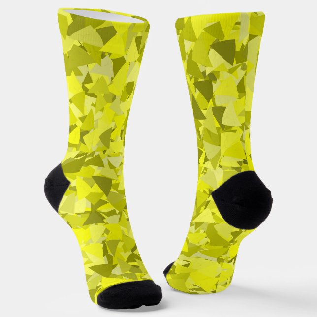 Yellow Green Triangle Pattern Socks (Angled)