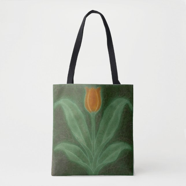 Yellow Green Tulip Art Nouveau Tile Tote Bag (Front)