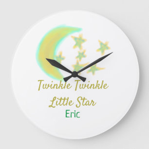 Yellow green twinkle Twinkle Little Star add name Large Clock