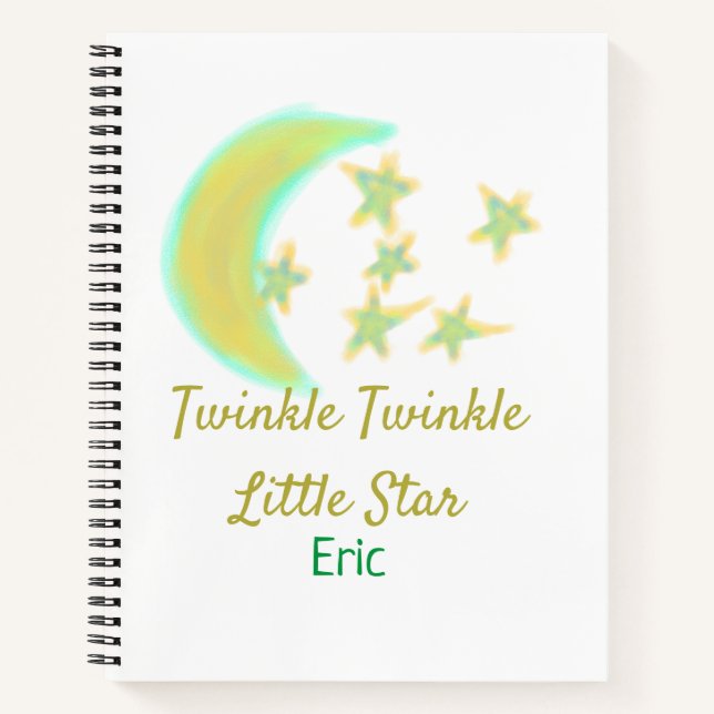 Yellow green twinkle Twinkle Little Star add name  Notebook (Front)