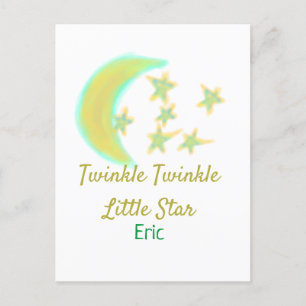 Yellow green twinkle Twinkle Little Star add name  Postcard
