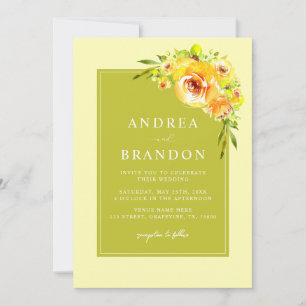 Yellow & Green   Vibrant Garden   QR Code Wedding Invitation