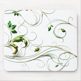 Yellow Green Vines Mouse Mat