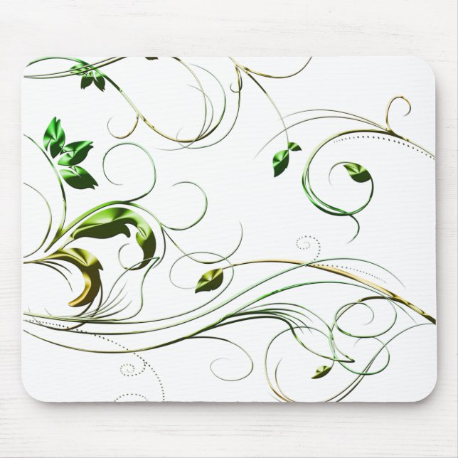 Yellow Green Vines Mouse Mat (Front)