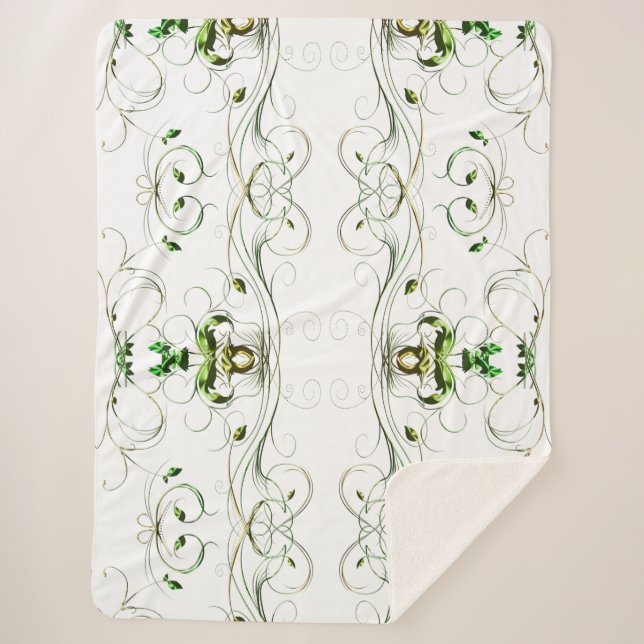 Yellow Green Vines Sherpa Blanket (Front)