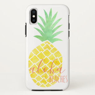 Yellow & Green Watercolor Pineapple Aloha Beachea iPhone X Case