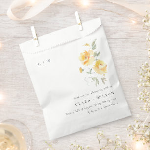 Yellow Green Watercolor Rose Flower Bunch Wedding Favour Bags