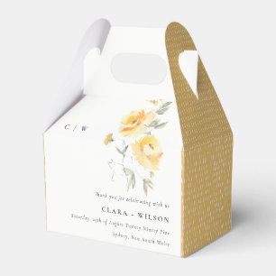 Yellow Green Watercolor Rose Flower Bunch Wedding Favour Box