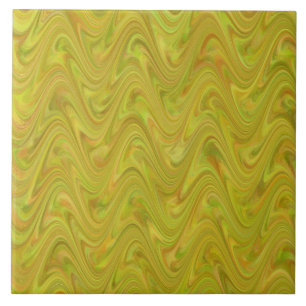 Yellow Green Wavy Abstract Pattern Tile