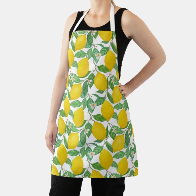 Yellow Green White Lemon Pattern  Apron (Insitu)